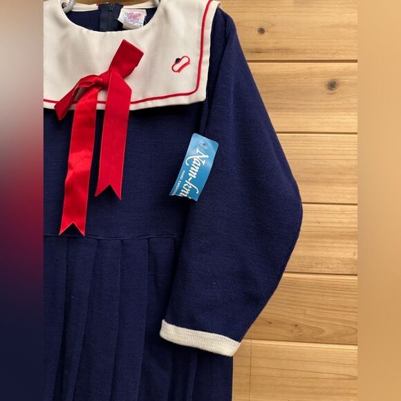 NWT Vintage Nann Knits Size 6X Long Sleeve Sailor Nautical Dress - Picture 5 of 12
